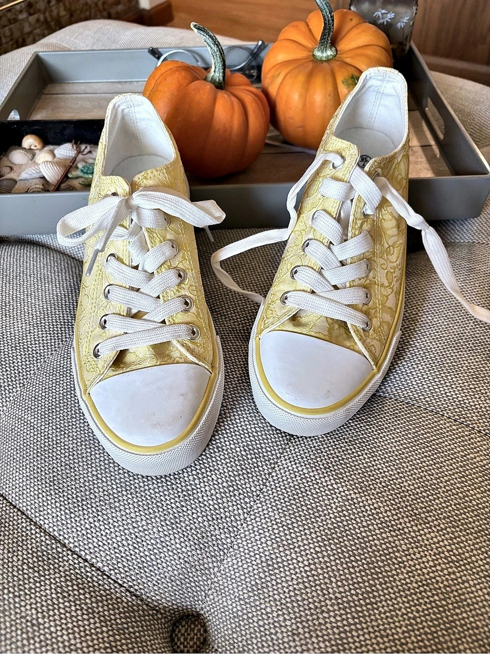 Superga 2750 Korelaw Yellow Floral Brocade Satin Low Top Sneakers Floral